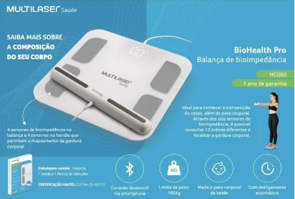 Balanca Bluetooth Com Handle Bioimpedancia Hc060