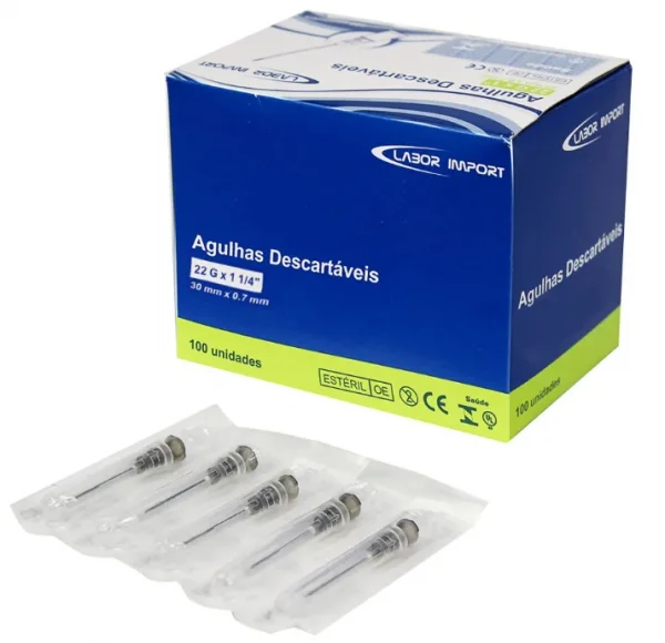 Agulha DescartÁVel HipodÉRmica 30x07 22g Com 100 Unidade - Labor Import