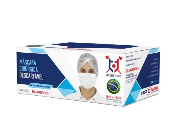 Mascara Tripla Com Elastico Branca Com 50 Unidade - Bestfabril