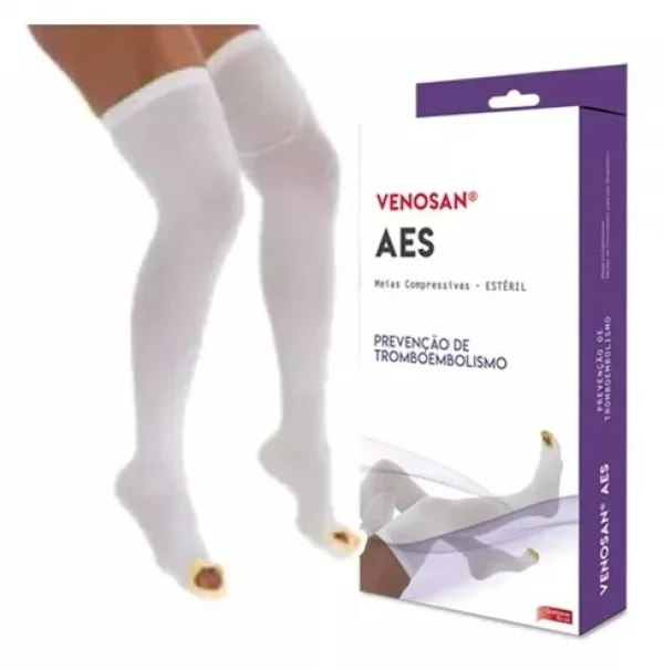 Meia De CompressÃO Aes Agh 7/8 18mmhg Gd Branco PÉ Aberto EstÉRil - Venosan