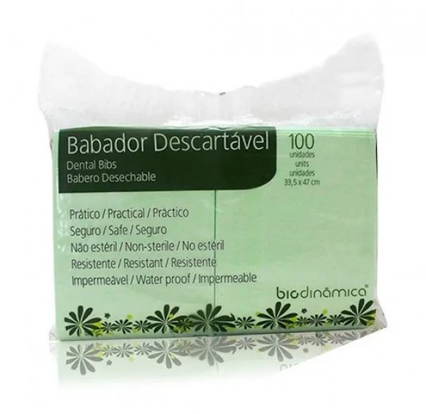 Babador Descartavel Verde Com 100 Unidades - Biodinamica