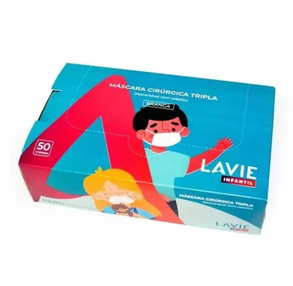 Mascara Tripla Com Elastico Branca Com 50 Unidades - Lavie Infantil
