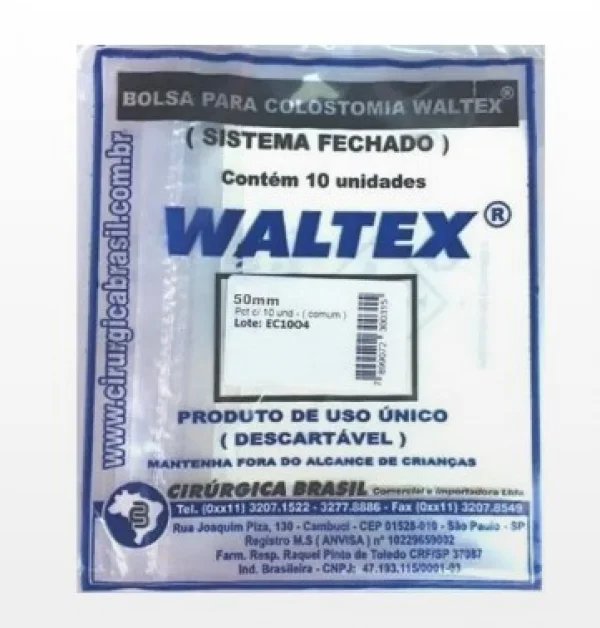 Bolsa Para Colostomia 50mm Pct C/ 10 Unid. DescartÁVel (Sistema Fechado)