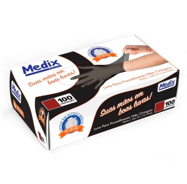 Luva Nitrilica Gg C/100 Preta S/Po - Medix