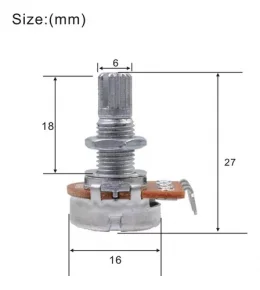 POTENCIOMETRO 500B EIXO LONGO 18MM SOUNDTEC - CADA