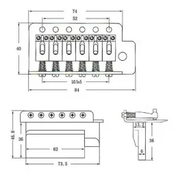 Ponte Guitatt Tremolo 6 Furos Cromada Ewa