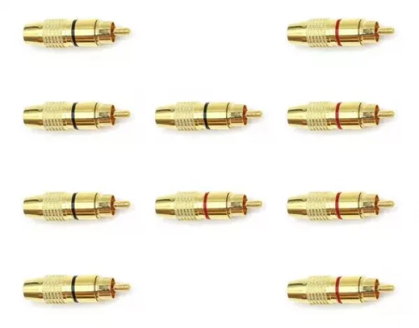 Plug Rca Dourado Preto/verm Generico