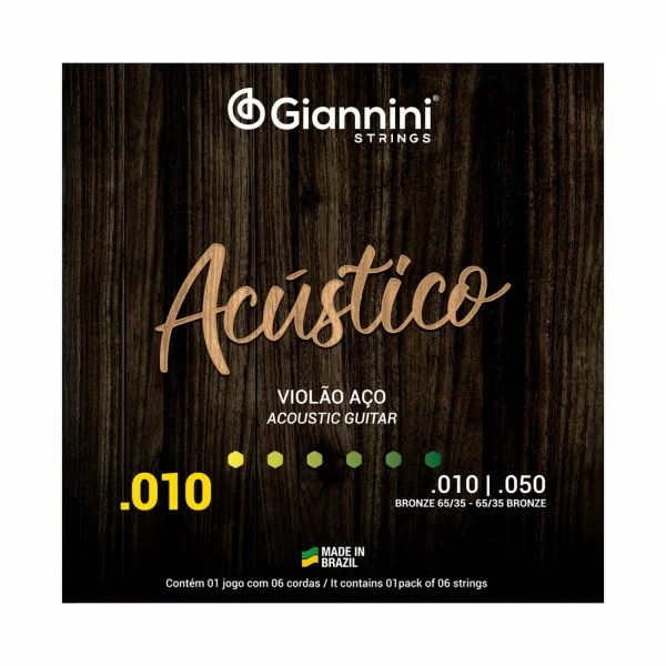 ENCORDOAMENTO VIOLAO 010 BRONZ 65/35 ACUSTICO GIANNINI