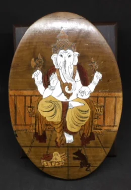 Quadro Ganesha Marfim Talhado na Madeira