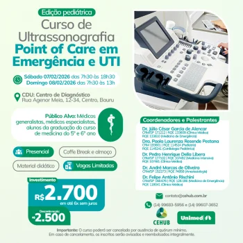 CURSO DE ULTRASSONOGRAFIA POINT OF CARE EM EMERG�NCIA E UTI - EDI��O PEDI�TRICA - DIAS 07 e 08 de fevereiro de 2026