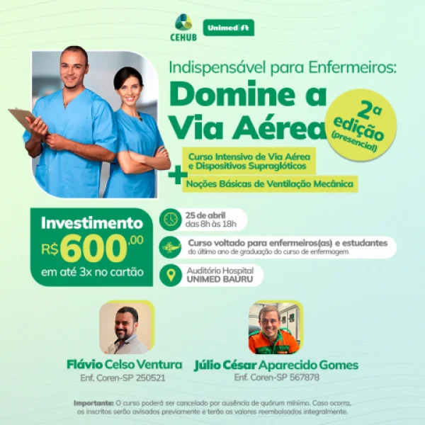 25/04/2026 - Curso de Via A�rea  e passagem de dispositivos supragl�ticos para enfermeiros + No��es B�sicas de ventila��o mec�nica