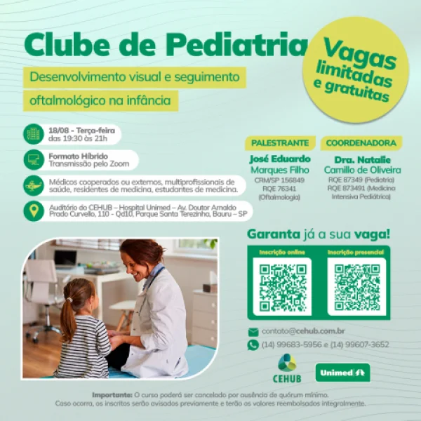 CLUBE DE PEDIATRIA - ONLINE - 18 DE AGOSTO DE 2026