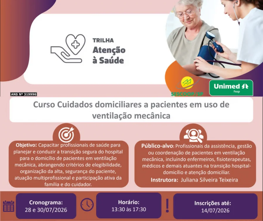 Curso cuidados domiciliares a pacientes em uso de ventila��o mec�nica