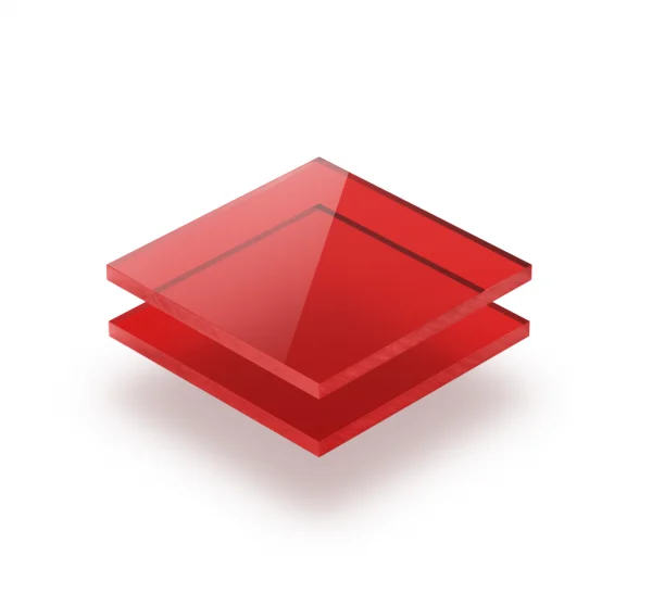 Chapa Acrilica Colorida Vermelha transparente 50cmx50cm Esp. 3,0mm