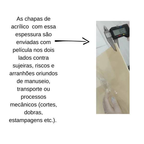Chapa Acrilica Bege Marfim. 50cm x 50cm Esp. 3,0mm