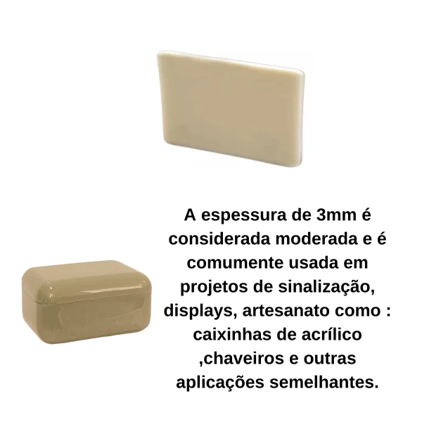 Chapa Acrilica Bege Marfim. 50cm x 50cm Esp. 3,0mm