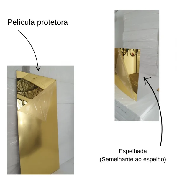 Chapa Acrilica Espelhada Dourada 500x500mm Esp. 2,0mm