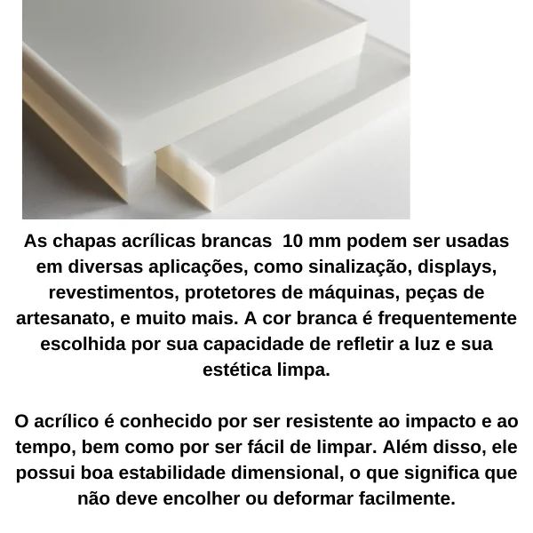 Chapa Acrilica Colorida Branca Leitosa 49cmx49cm Esp. 10,0mm
