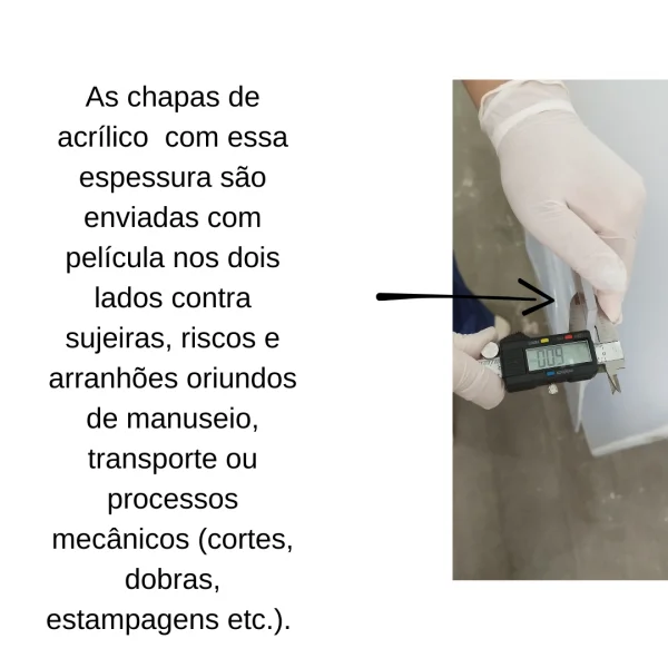 Chapa Acrilica Transparente 1000x500mm Esp. 6,0mm