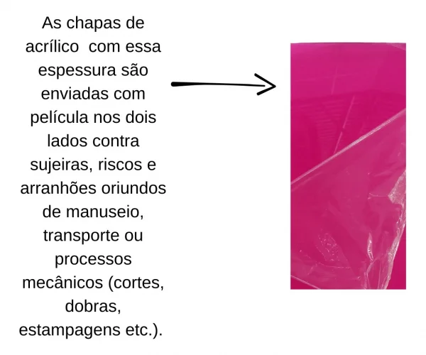 Chapa Acrilica Colorida Rosa transparente 50cmx50cm Esp. 3,0mm