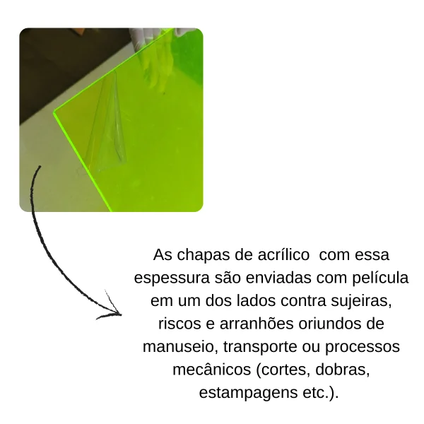 Chapa Acrilica Colorida Verde Fluorescente 50x50cm Esp. 3,0mm