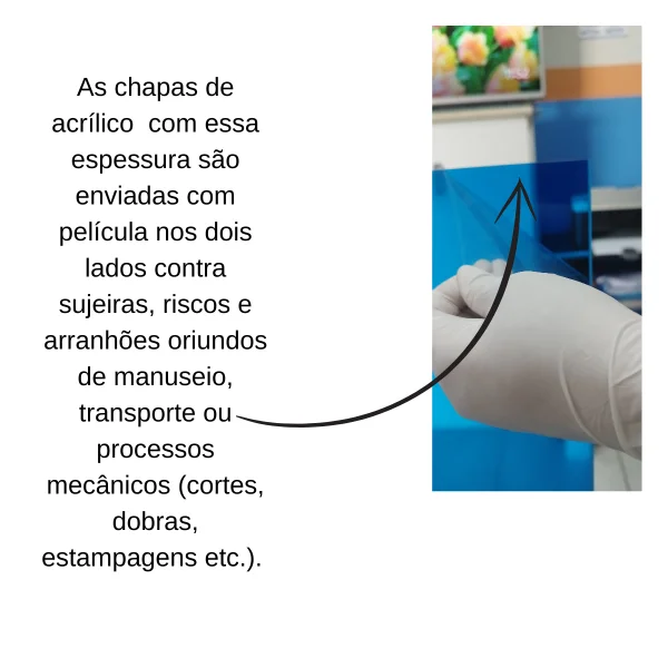 Chapa Acrilica Azul Fluorescente 100cm x 100cm Esp. 3,0mm