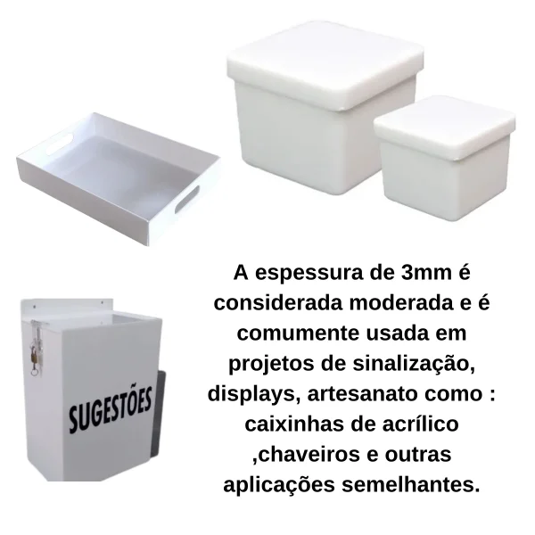 Chapa Acrilica Colorida Branca Leitosa 1000x500mm Esp. 3,0mm
