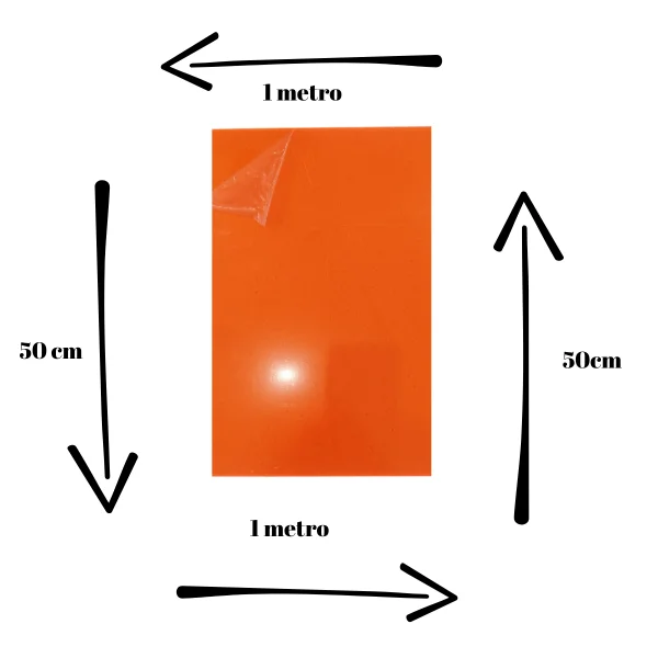 Chapa Acrilica Colorida Laranja Fluorescente 1000x500mm Esp. 3,0mm