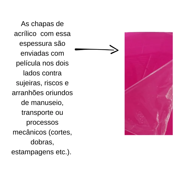 Chapa Acrilica Colorida Rosa Fluorescente 1000x500mm Esp. 3,0mm
