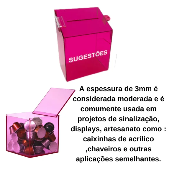 Chapa Acrilica Colorida Rosa Fluorescente 1000x500mm Esp. 3,0mm