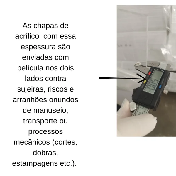 Chapa Acrilica Transparente 1000x500mm Esp. 5,0mm