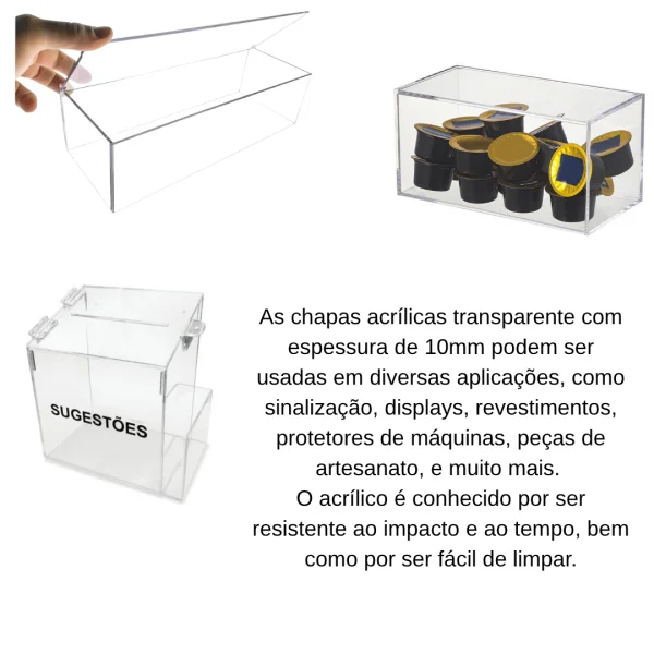 Chapa Acrilica Transparente  1000x500mm Esp.de 10mm