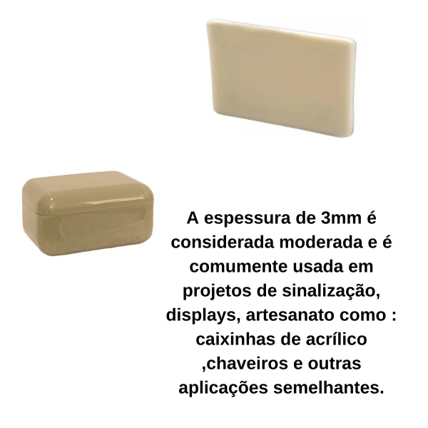 Chapa Acr�lica Bege (marfim) 1000x500mm Na Esp.de 3,0mm