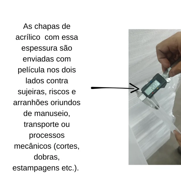 Chapa Acr�lica Transparente  1000x500mm Esp. De 2,0mm