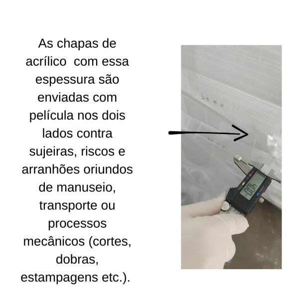 Chapa Acr�lica Transparente  1000x500mm Esp.de 4,0mm