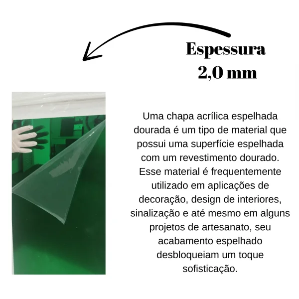 Placa Acr�lica Espelhada Verde 500x500mm Esp. 2,0mm