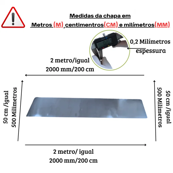 Chapa Alum�nio Lisa (Moldes Artesanais) 200cm x 50cm Espessura 0,2mm