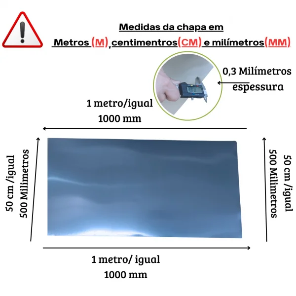 Chapa Aluminio Lisa 1,00mt X 50cm Na Esp. De 0,4mm.
