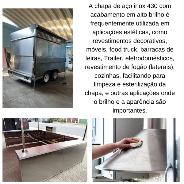 Chapa A�o Inox 430 Alto Brilho 2000x1250mm Na Esp. De 0.4mm