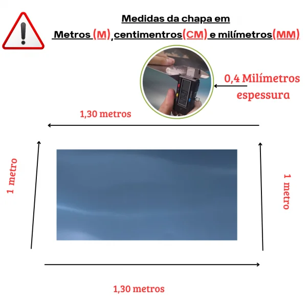 Chapa Alum�nio Liso (fechar Port�o) 1,30m X 1,0mm Esp. 0,4mm