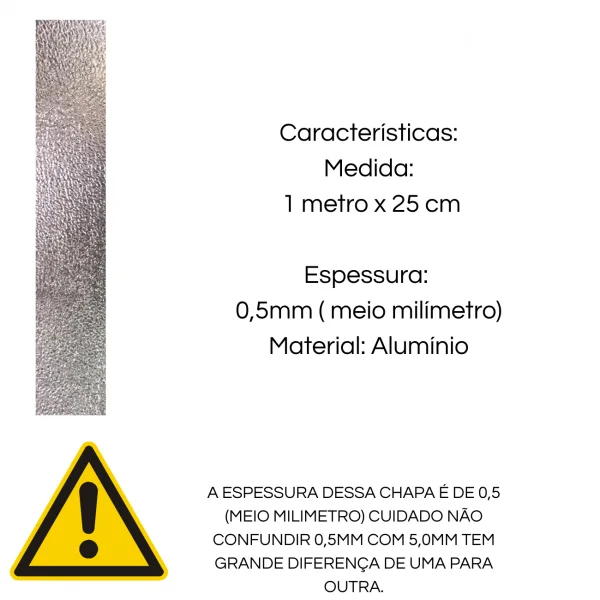 Chapa Aluminio Stucco 1000x250mm Na Esp.0,5mm