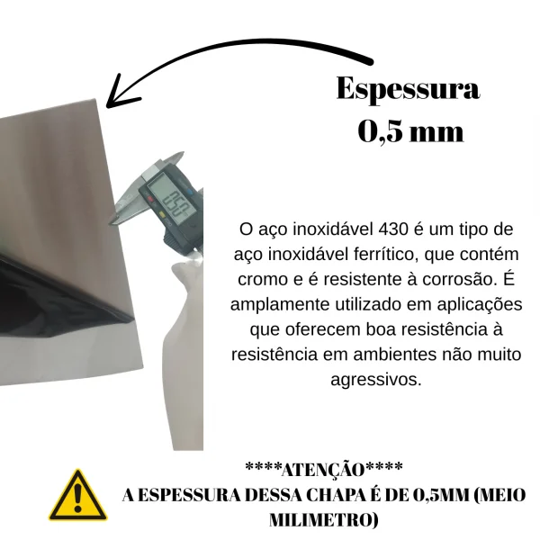 Chapa A�o Inox 430 Escovado 1000x500mm Na Esp. 0,5mm
