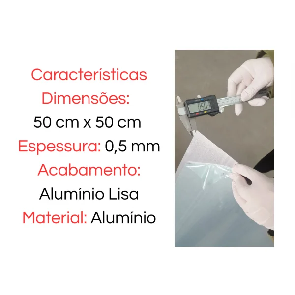 Chapa Aluminio Lisa 500x500mm Na Esp. De 0,8mm.