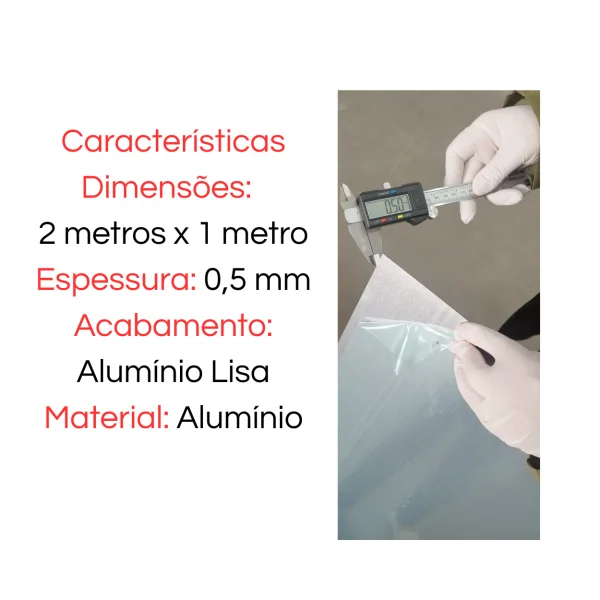 Placa Aluminio Lisa 2,0m X 1,0m Esp. 0,8mm