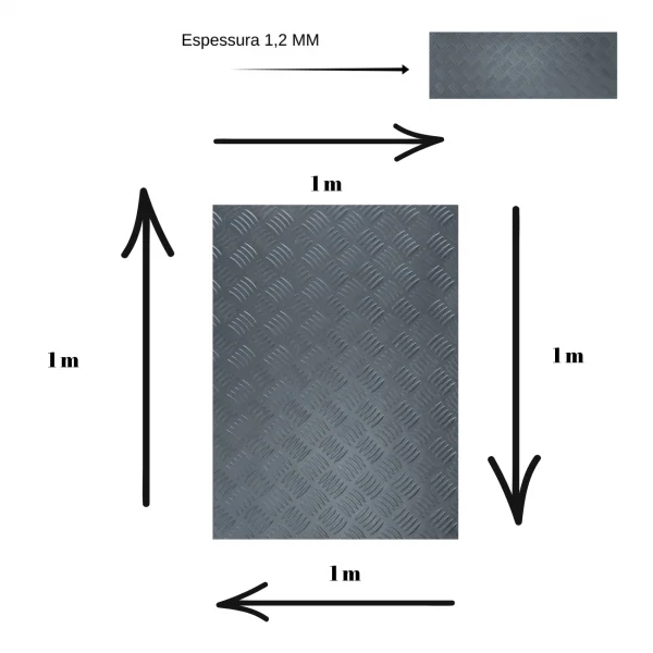 Chapa Aluminio Lavrada Xadrez Preta 1000x1000mm Na Esp. De 1,2mm