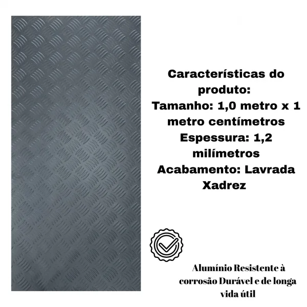 Chapa Aluminio Lavrada Xadrez Preta 1000x1000mm Na Esp. De 1,2mm