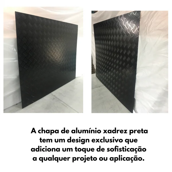 Chapa Aluminio Lavrada Xadrez Preta 1000x1000mm Na Esp. De 1,2mm