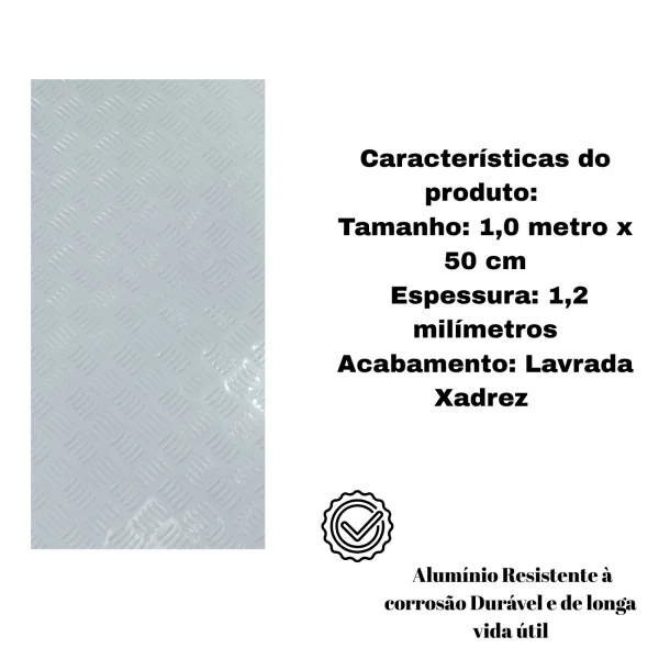 Chapa Aluminio Xadrez Branca 1000x500mm Na Esp. De 1,2mm