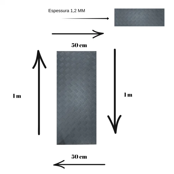 Chapa Aluminio Xadrez Preta 1000x500mm Na Esp. De 1,2mm