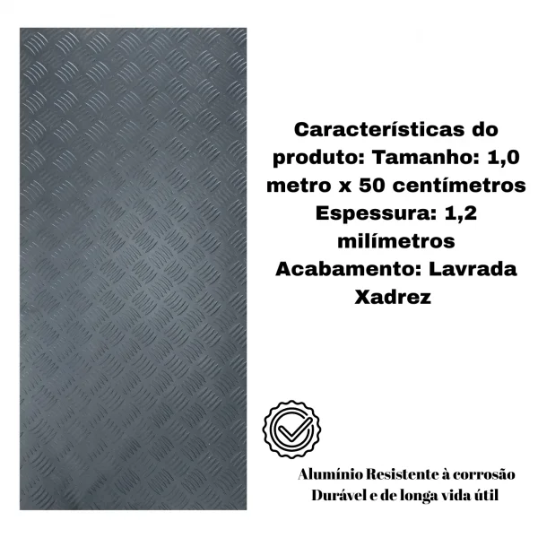 Chapa Aluminio Xadrez Preta 1000x500mm Na Esp. De 1,2mm